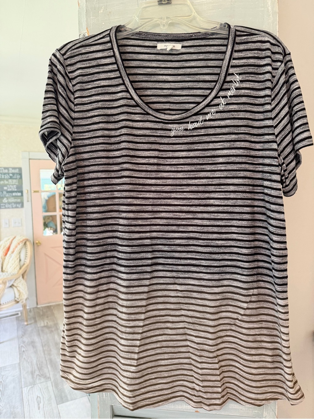 Maurices Black and Gray Striped Short Sleeve Tee